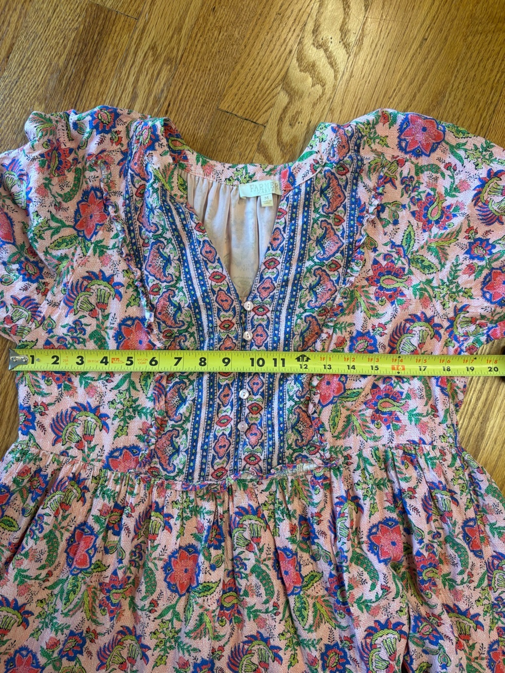 Farmers Market Pink Floral Boho Tiered Mini Dress Size M Cottagecore Festival - Picture 9 of 10